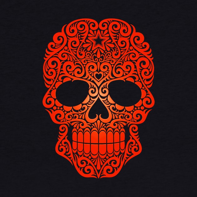 Red Swirling Sugar Skull by jeffbartels